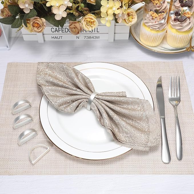 KPOSIYA Napkin Rings Set of 48, Metal Silver Napkin Rings Bulk - Image 2
