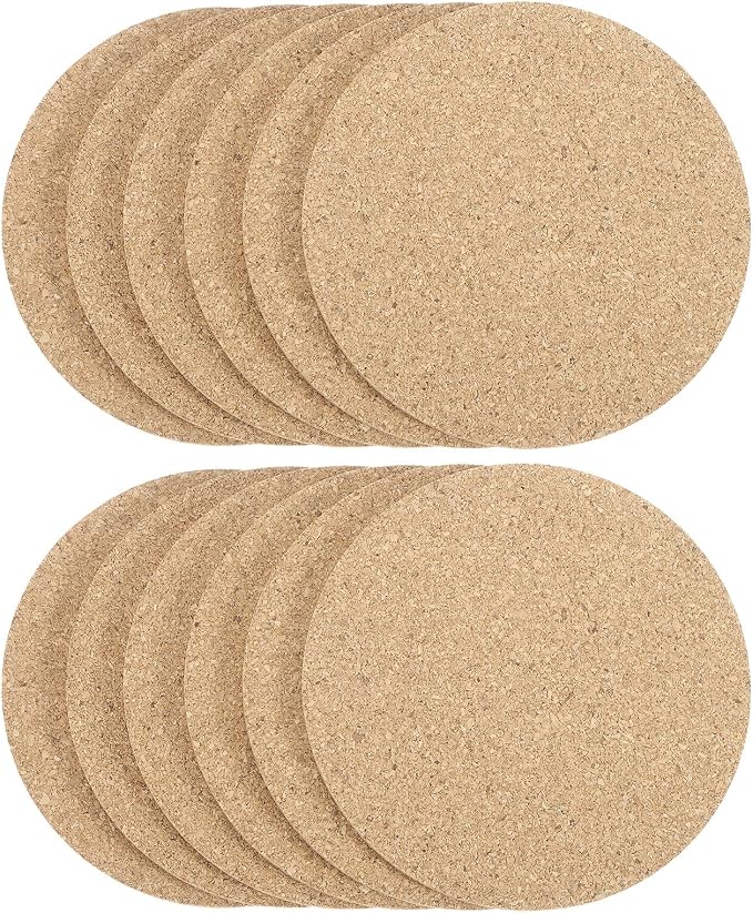 HARFINGTON 12pcs Cork Coasters 3.5 Inch 0.12 Inch Thick Non-Slip Heat-Resistant by HARFINGTON
