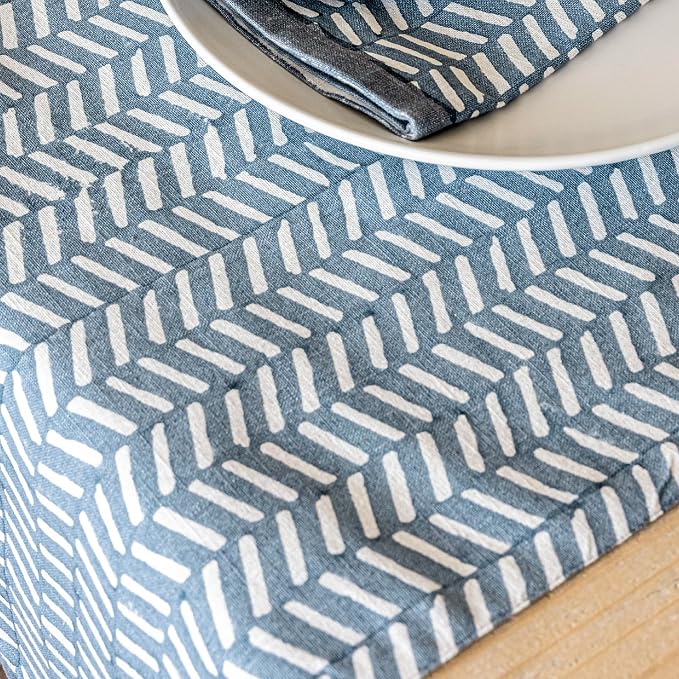 Over&Back 18x90 Hand-Blocked Printed Cotton Table Runner - Image 6