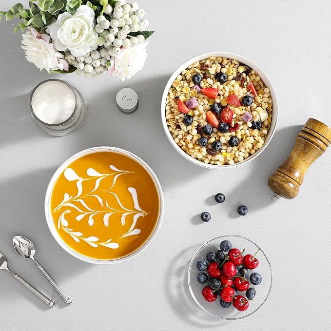 MALACASA Salad Soup Bowls Set of 2, 44 OZ Ceramic Bowls - Image 7