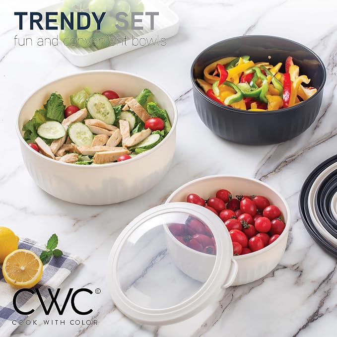 COOK WITH COLOR Prep Bowls with Lids- Wide and Deep Nesting Plastic Small - Image 2