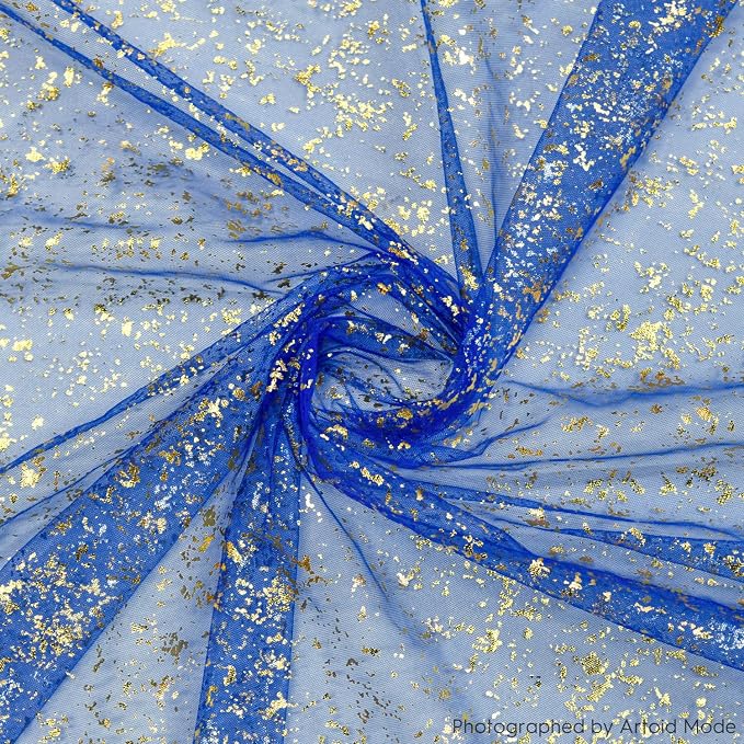 Artoid Mode 6PCS Blue Gold Gauze Table Runner 120 Inch 10FT, Glitter Metallic - Image 4