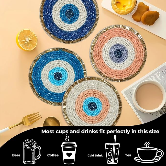 Evil Eye Beaded Coasters Set of 4 - Image 5