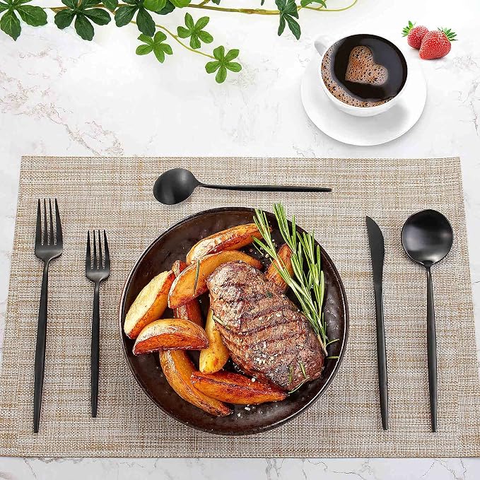 Matte Black Silverware Set for 4, IBIILII JEFF 20 Pieces Stainless Steel - Image 6