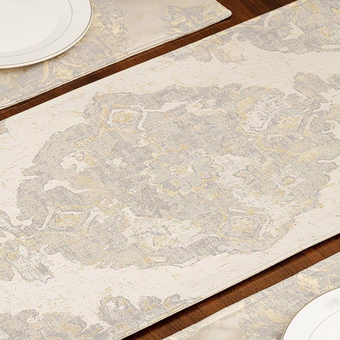 Loom and Mill Luxury Elegant Damask Table Runner 72 inches Long, 13x72 inch - Image 6