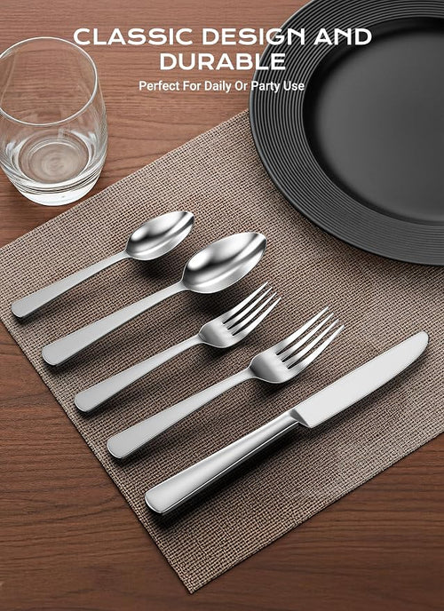20-Piece Flatware Sets, Durable Stainless Steel Tableware in Ergonomic Design - Image 2