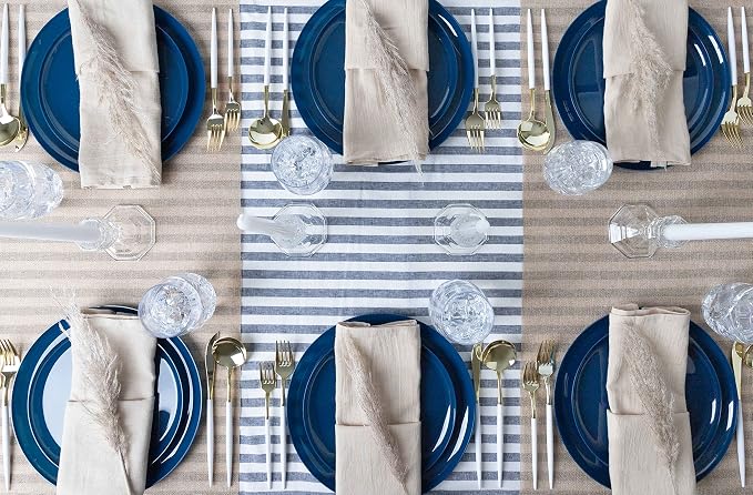 Dark Blue Plastic Party Plates Edge Collection Premium heavyweight Elegant - Image 2