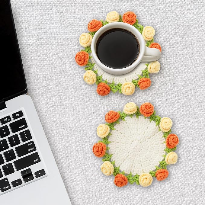 Crochet Flower Coasters, Handmade Bouquet Coasters - Image 5