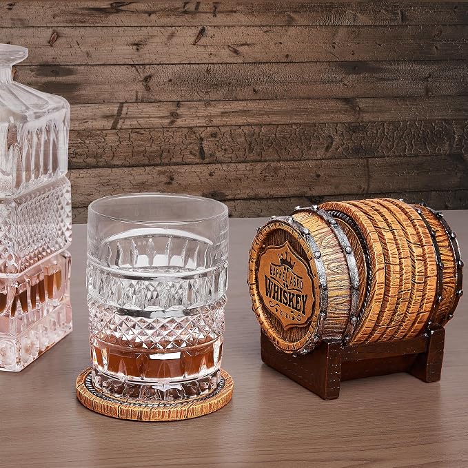 Whiskey Barrel Coaster Set – Handcrafted Whiskey Barrel Decor - Image 5