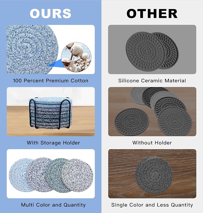 8 Pcs Drink Coasters, Absorbent Drink Coasters - Image 3