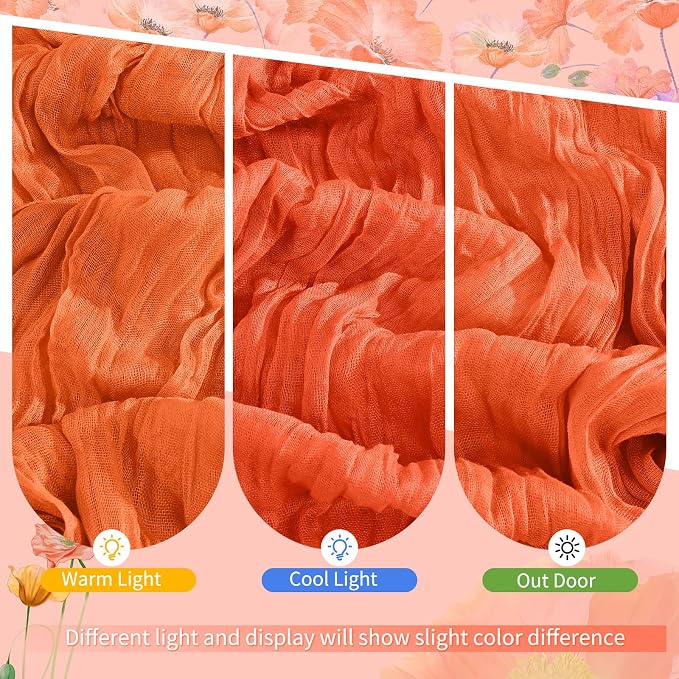 Showgeous 18 Pack Orange Cheesecloth Table Runner, 17 x 108 Inches | Boho - Image 7