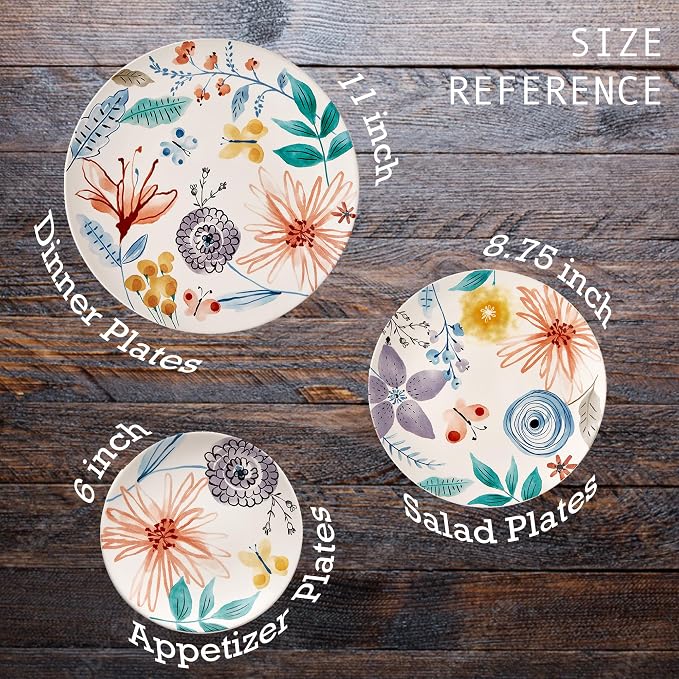 Bico Blossom Symphony Salad Plates Set of 4, 8.75 Inch Ceramic Dessert Plates - Image 3