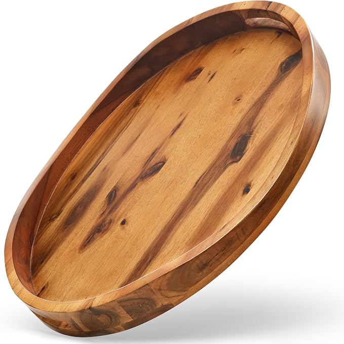 TIDITA Acacia Oval Wooden Serving Tray by TIDITA