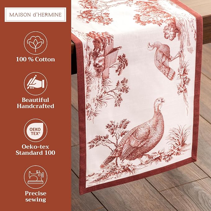 Maison d' Hermine Table Runner 100% Cotton 14.50" x 60" | Table Runners 60 - Image 2