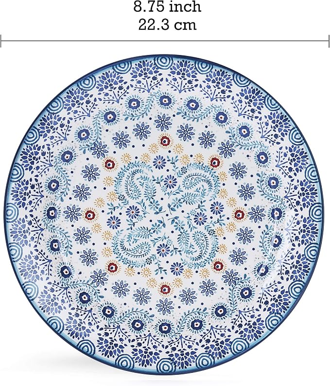 Bico Blue Talavera Salad Plates Set of 4, 8.75 Inch Ceramic Dessert Plates - Image 2