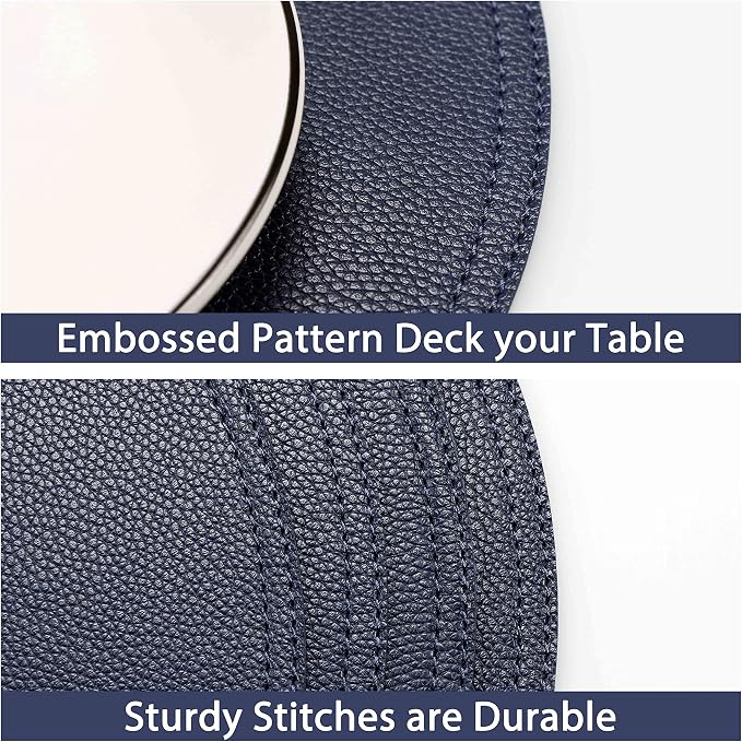 Set of 6 Faux Leather Round Placemats and Coasters, Coffee Mats Kitchen Table - Image 7