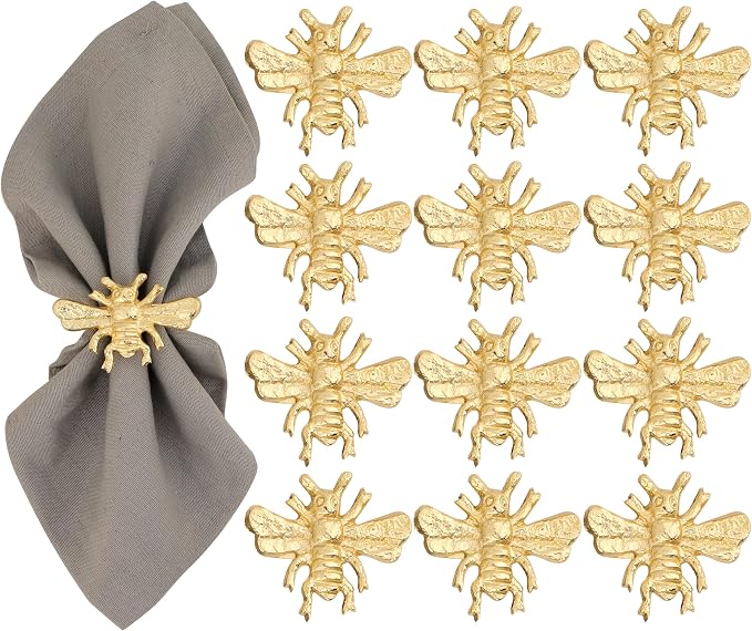 ALPHA Living HOME 12 Pcs Bee Napkin Rings by ALPHALivingHOME