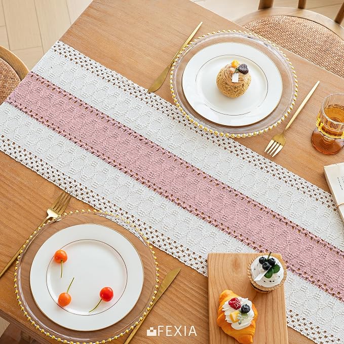 Boho Table Runner for Home Decor 12x72 Pink Fall Farmhouse Decor | 72 Inches - Image 4