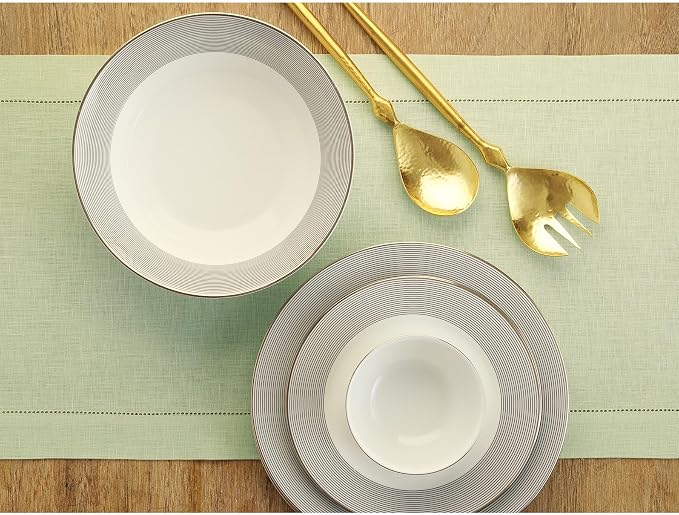 Solino Home 100% Pure Linen Table Runner Sage Green Hemstitch, 14 x 144 in | - Image 3