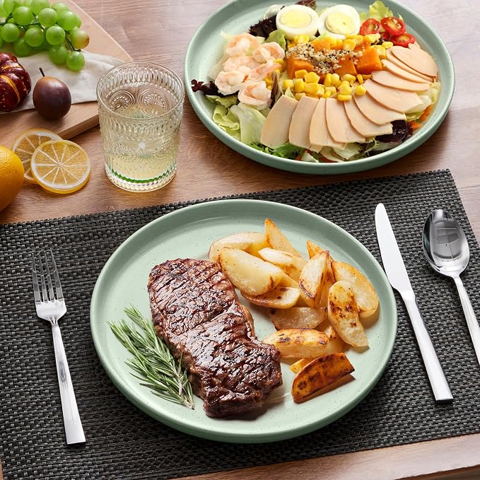 LIANYU Dinner Plates Set of 4, 10.5’’ Large and Round Stoneware Plates - Image 5