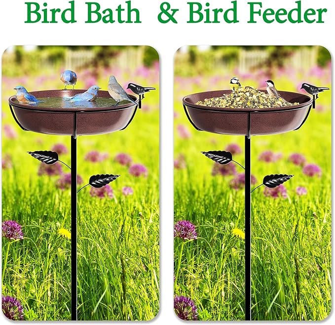 3" Deep Metal Bird Bath for Outdoors 40in Tall, Removable 13" Dia Birdbath Bowl - Image 6