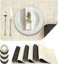 Fyvva Placemats Set of 6 Wipeable Reversible Faux Leather by Fyvva