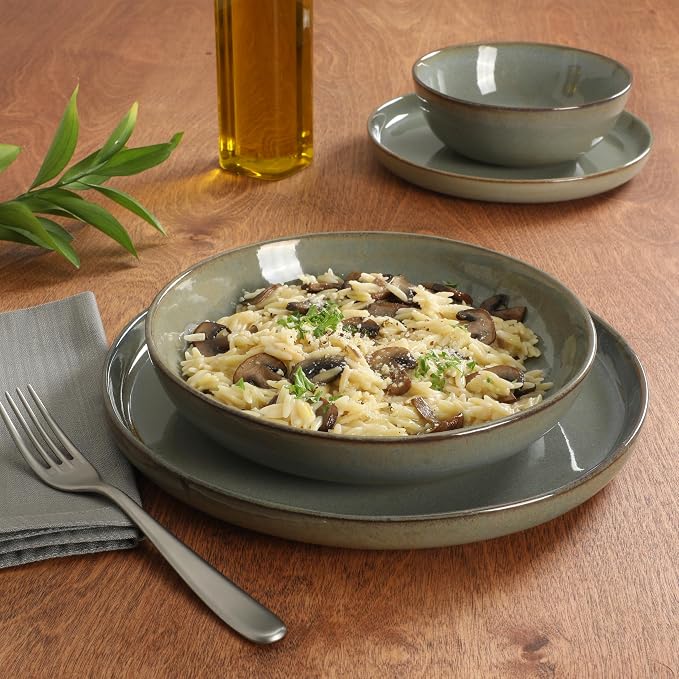 Gibson Elite Berea 16 Piece Plates and Bowls Reactive Glaze Round Dishes - Image 3