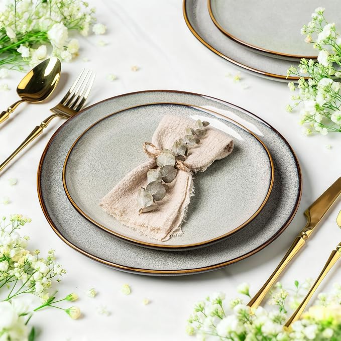 AmorArc Ceramic Dinner Plates Set of 6, 10.5 Inch Stoneware Plates Set | - Image 5