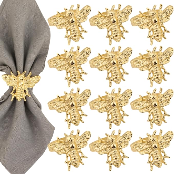 ALPHA Living HOME 12 Pcs Decorative Bee Napkin Rings by ALPHALivingHOME
