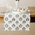 Block Print Floral Decorative Table Runners, 13x72 Inch Olive | 100% Organic by Unknown