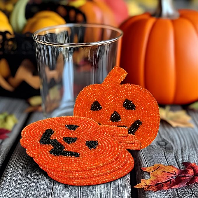 COTTON CRAFT Halloween Harvest Pumpkin Beaded Coasters - Image 4