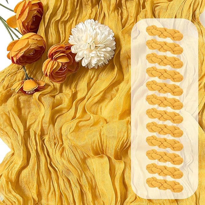 12 Pack Gold Cheesecloth Table Runner 17 x 108 Inch Gauze Table Runner Fabric by Unknown
