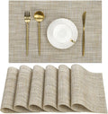 SHACOS Placemats Set of 6 Woven Vinyl Place Mats Wipeable Heat Resistant Stain by SHACOS