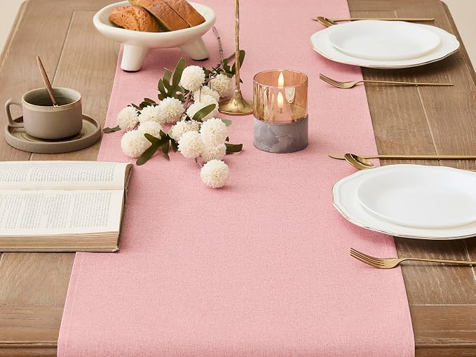 YATOJUZI Pink Table Runner Valentines Day Kitchen Dining Coffee Table - Image 2