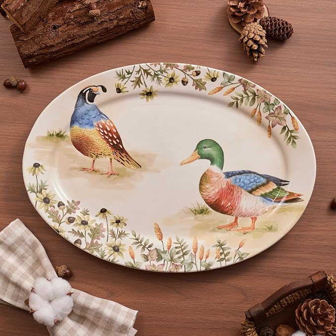 Bico Autumn Birds 16 plus 14 inch Oval Platters Set, Microwave and Dishwasher - Image 4