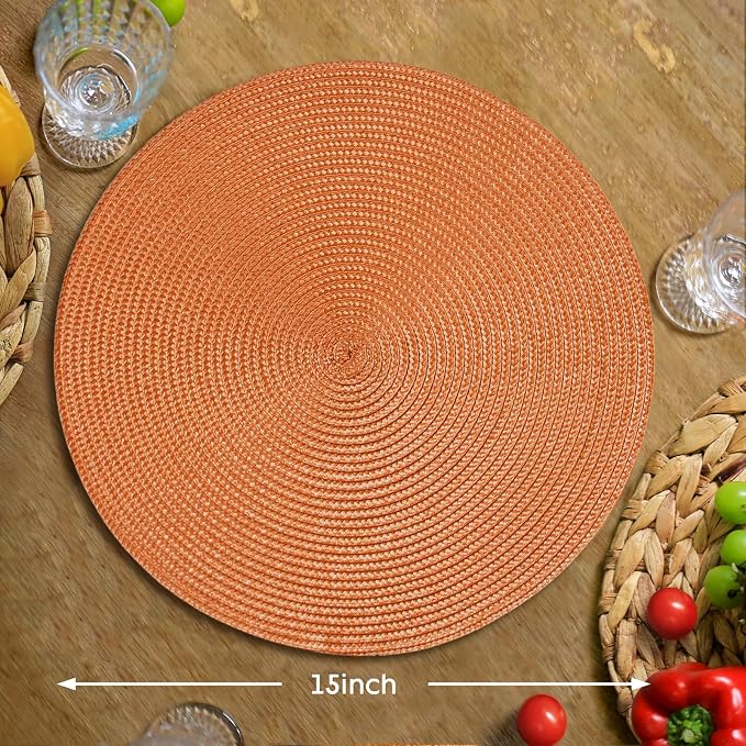FunWheat Round Braided Placemats Set of 4 Table Mats - Image 2