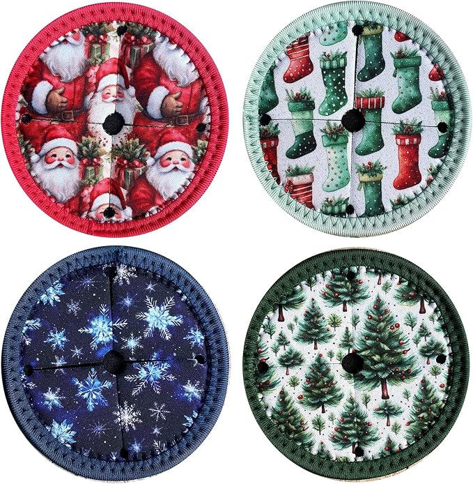Set of 4 Themed Drink Coasters for Wine Glasses | Reusable Slip-On Stemmed by UBUN2