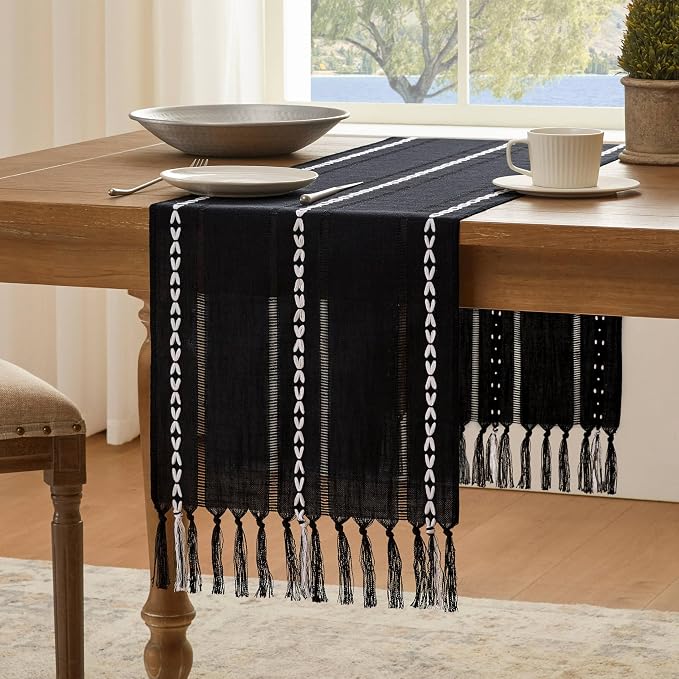 Hemstitched Farmhouse Table Runner, Cotton Linen Table Runners 60 Inches Long by Unknown