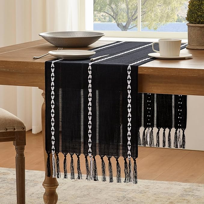 Hemstitched Farmhouse Table Runner, Cotton Linen Table Runners 36 Inches Long by Unknown