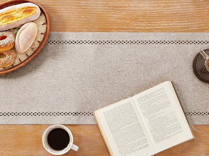 Rustic Burlap Table Runner, Coffee Table Runners 90 inches Long | Double Layer - Image 2