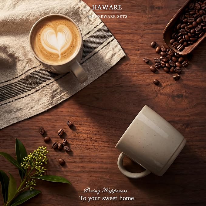 HaWare 13OZ Coffee Mugs Set of 4, Stoneware Coffee Cups | Ceramic Latte Mug - Image 7