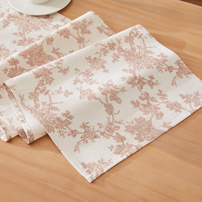 French Pastoral Farmhouse Table Runners, 13x90 Inch Terracota | 100% Organic by Unknown