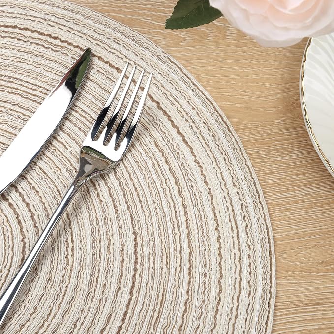 SHACOS Placemats Set of 8 Round Braided Place Mats 15 inch Washable Table Mats - Image 8