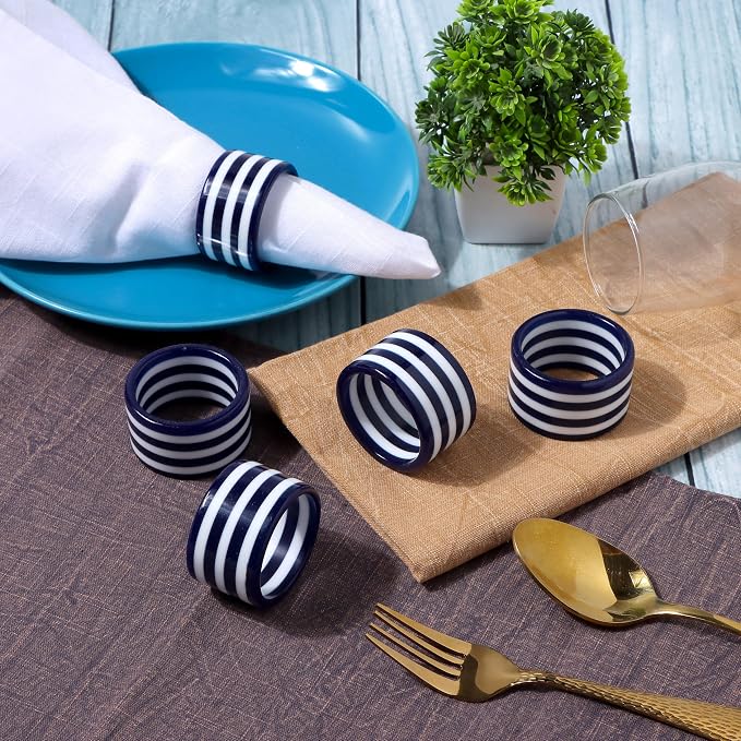 Navy Blue Epoxy Resin Napkin Rings Set of 12 | Premium epoxy resin, holiday - Image 2