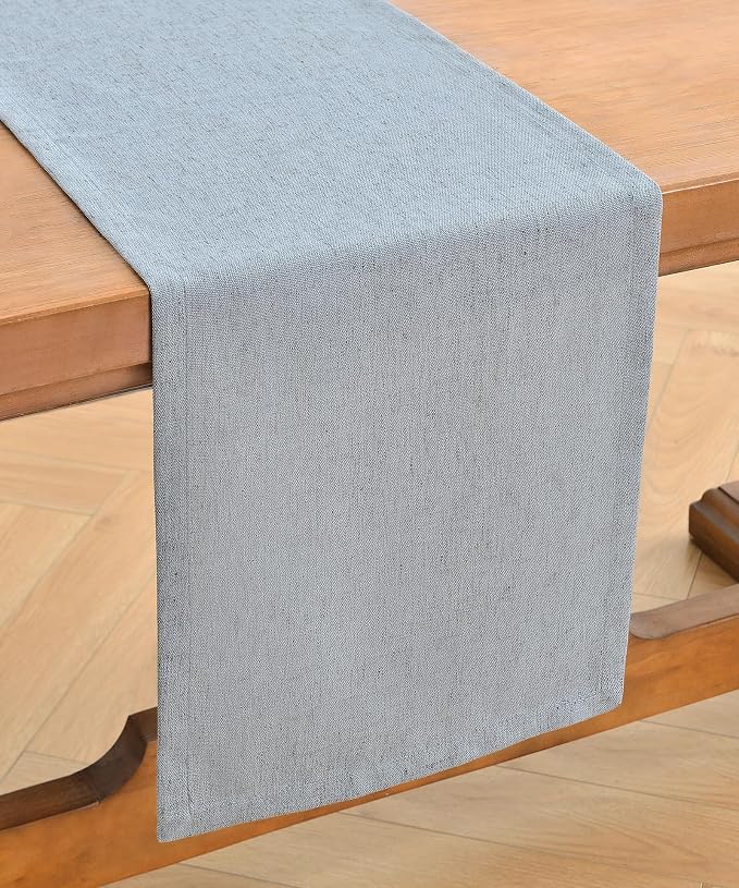 Wracra Linen Table Runner, Burlap Dusty Blue Table Runners 72 Inches Long | - Image 7