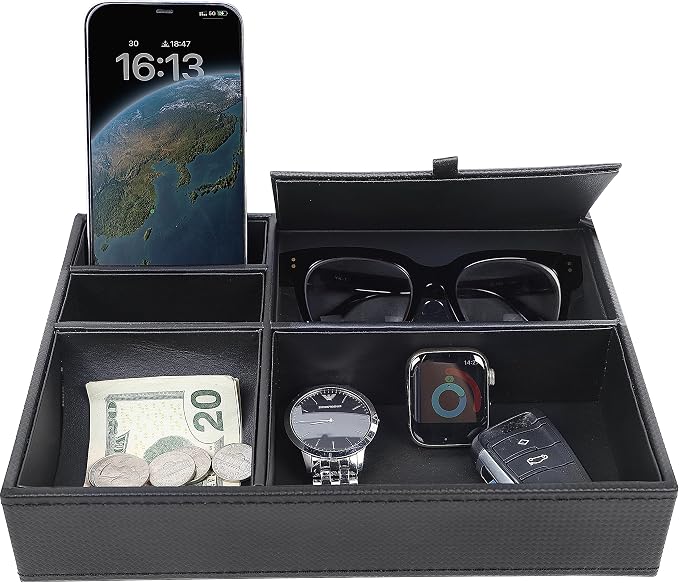 Zcaukya Men's Valet Tray, 5 Compartments, by Zcaukya%7CBringYouHappyTime