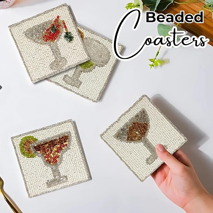 Boho Coasters for Drinks or Coffee Table, Cute Coasters for Farmhouse Style - Image 3