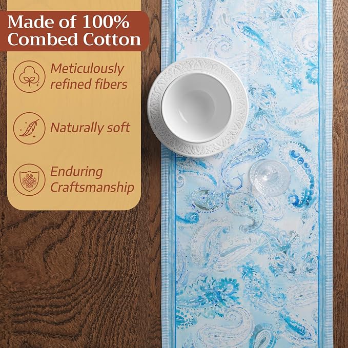 Maison d' Hermine Table Runner 100% Combed Cotton 14.5"x72" | Table Runners 72 - Image 4