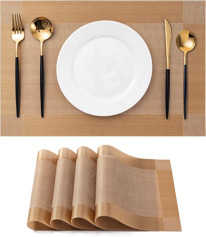 Placemats Set of 4 Washable Indoor | Outdoor Vinyl Place Mats by CADONO
