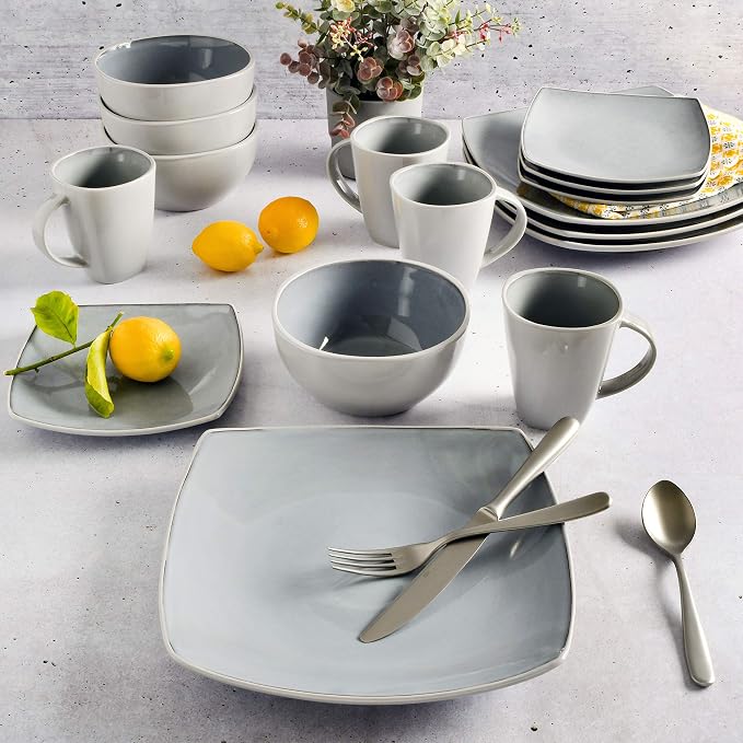 Gibson Elite Soho Lounge Square Reactive Glaze Stoneware Dinnerware Set - Image 7